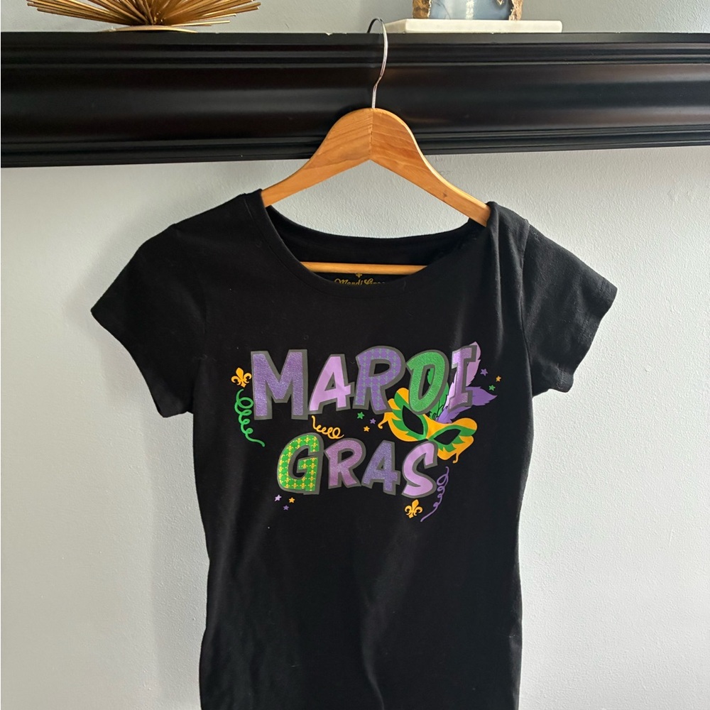 Mardi Gras Graphic Tee - Black with Purple, Green & Yellow